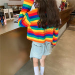 Long Sleeve Cute Rainbow Striped Shirt