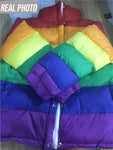 Solid Warm Rainbow Color Parkas Coat Jacket