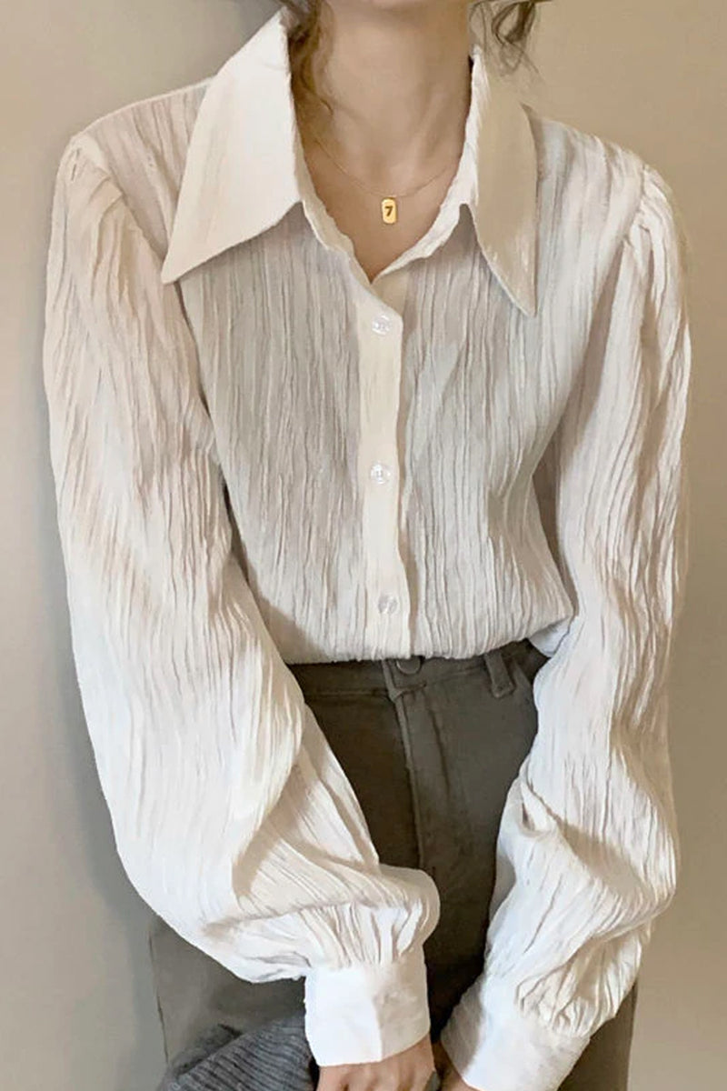 Long Sleeve Folds Style Blouse Shirts – Nada Outfit Land