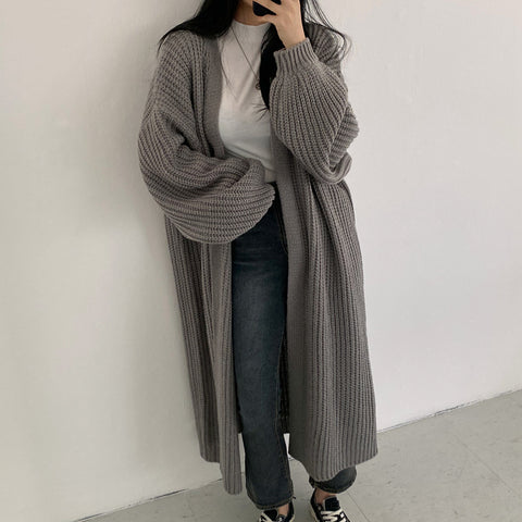 Long Loose Knitted Oversized Cardigan Sweater