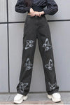 High Waist Butterfly Printed Loose Jeans Pants