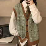 Classic Argyle Pattern Knitted Vest Sweater