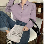 Long Sleeve Elegant Purple Office Blouse Shirts