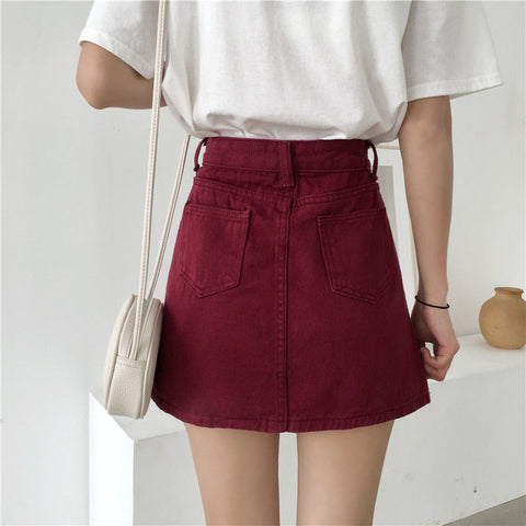 High Waist Solid A-Line Burgundy Skirt – Nada Outfit Land