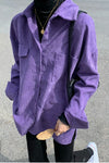 Vintage Long Sleeve Purple Corduroy Blouse Shirt