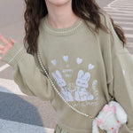 Loose Cute Rabbit Embroidery Knitted Sweater