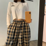 High Waist Loose Casual Plaid Pants