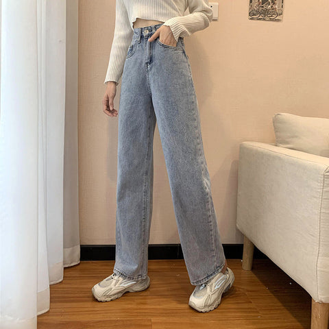 High Waist Straight Stretch Loose Jeans Pants