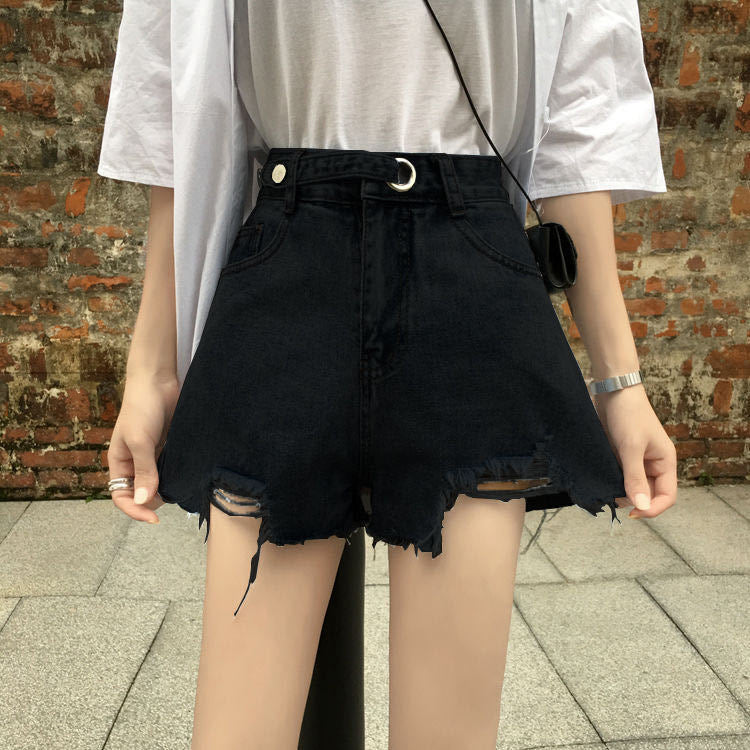 High Waist Trendy Button Ripped Shorts Jeans – Nada Outfit Land