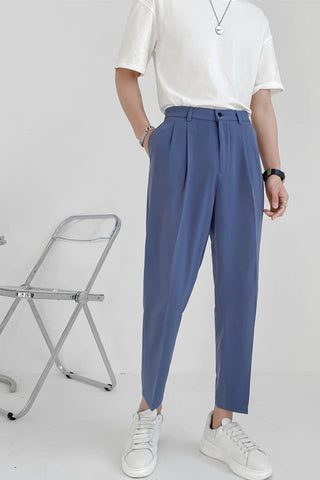 Elastic Waist Solid Colors Ankle Length Men Long Pants – Nada Outfit Land