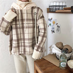 Fake Two Piece Plaid Hooded Turtleneck Sweater