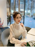 Long Sleeve Wrinkled Chiffon Blouse Shirt