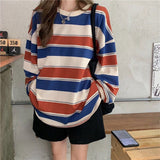 Long Sleeve Colors Striped Casual Sweatshirt