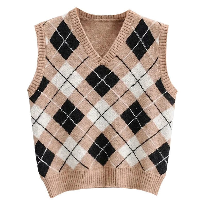 Diamond Pattern Classic Knitted Vest Sweater – Nada Outfit Land