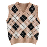 Diamond Pattern Classic Knitted Vest Sweater