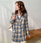 Double Breasted Loose Plaid Blazer Coat