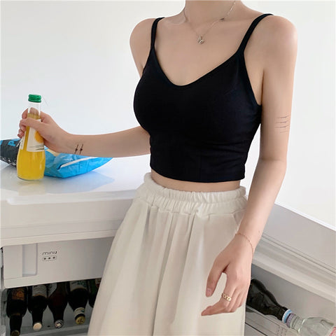 Sexy Chest Pad Stretchy Backless Crop Top