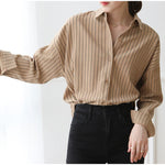 Loose Striped Office Blouse Shirt