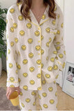 Smiley Emoji Sleepwear Long Pajamas Set