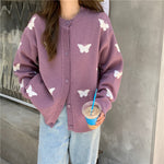 Butterfly Pattern Cute Loose Cardigan Sweater