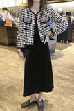 Classic Houndstooth Pattern Cropped Jacket