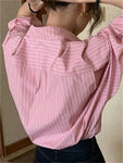 Long Sleeve Elegant Striped Blouse Shirt