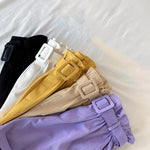 Belted Cute Colors Casual Shorts Pants