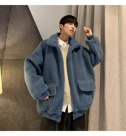 Loose Warm Zipper Fluffy Coat MEN Jacket – Nada Outfit Land