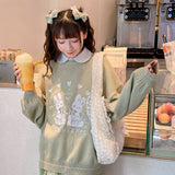 Loose Cute Rabbit Embroidery Knitted Sweater