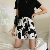 High Waist Cow Pattern Casual Shorts Pants
