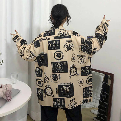 Chinese Art Pattern Printed Blouse Shirt – Nada Outfit Land