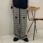 Casual Plaid with Heart Loose Pants