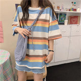 Cute Colors Loose Striped Shirt