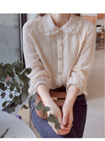 Long Sleeve Doll Collar Retro Chiffon Blouse Shirt