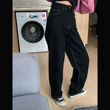 High Waist Wide Leg Black Jeans Pants