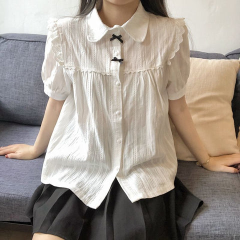 Lace Kawaii Short Sleeve Blouse Shirt