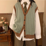 Classic Argyle Pattern Knitted Vest Sweater