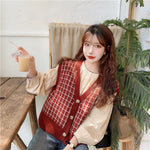 V-Neck Classic Plaid Knitted Vest Sweater