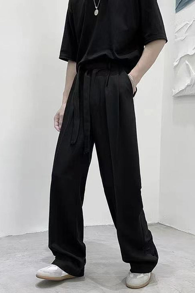 High Waist Loose Belted Straight Long Pants – Nada Outfit Land