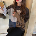 Loose Leopard Patchwork Retro Knitted Sweater