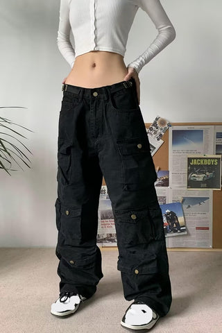 Cargo Multi Pockets Straight Casual Long Pants