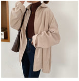 Loose Long Sleeve Solid Corduroy Shirt