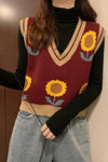 Retro Sun Flower Vest Sweater