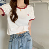 Love Pocket Embroidery Polo Ringer Shirt