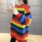 Long Sleeve Loose Striped Colors Shirt