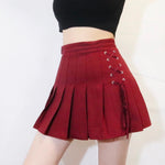 Front Lace Tie Pleated Mini Skirts