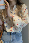 Long Sleeve Little Floral Pattern Blouse Shirt