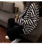 Long Sleeve Loose Black Striped Shirt
