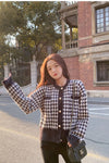 Houndstooth Pattern Long Sleeve Elegant Knitted Cardigan Sweater