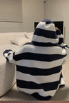 Loose Knitted Zipper Striped Hoodie